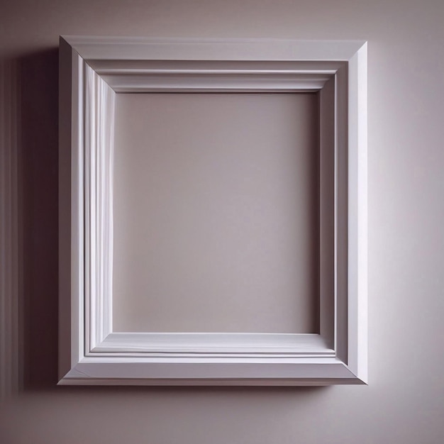 White picture frame on a beige wall 3d render