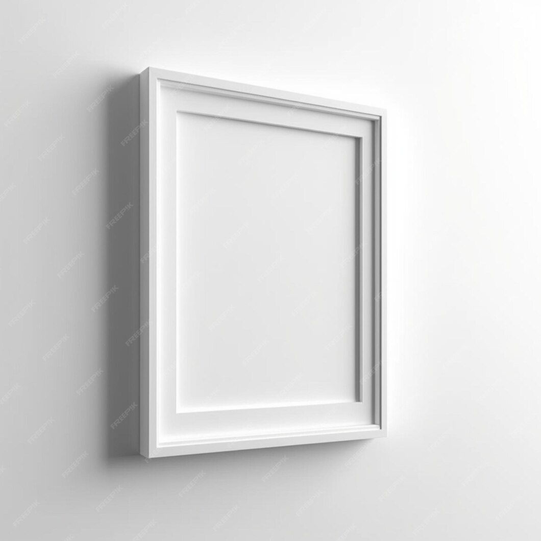 Premium AI Image A White Picture Frame On A White Wall With The Word premium-ai-image-a-white-picture-frame-on-a-white-wall-with-the-word