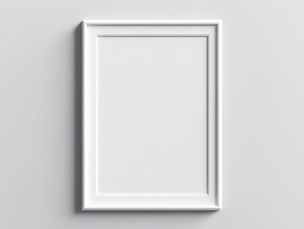 A white picture frame on a white wall