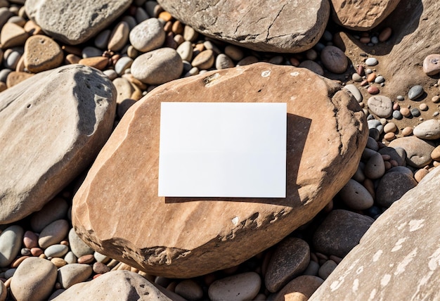 Photo a white piece of paper is laying on a rock