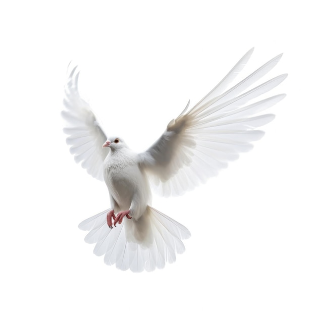 White pigeon flying isolated Illustration AI GenerativexA