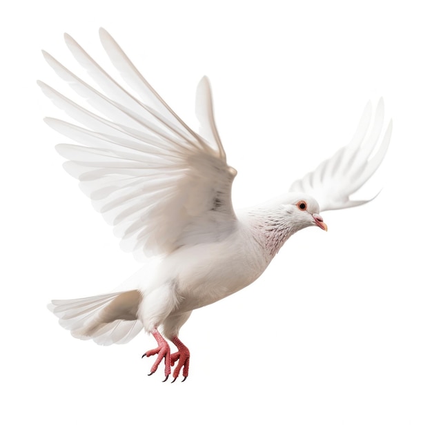 White pigeon flying isolated Illustration AI GenerativexA