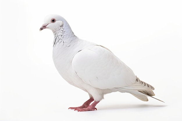 White pigeon isolated on white background Generative AI