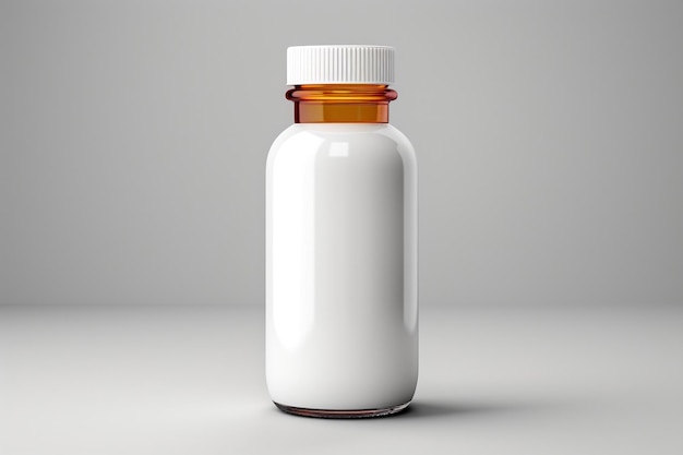 White pill bottle Isolated on a White Background Generative Ai