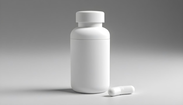 Photo white pill bottle with no label on