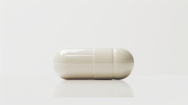 A white pill capsule is isolated on a white background