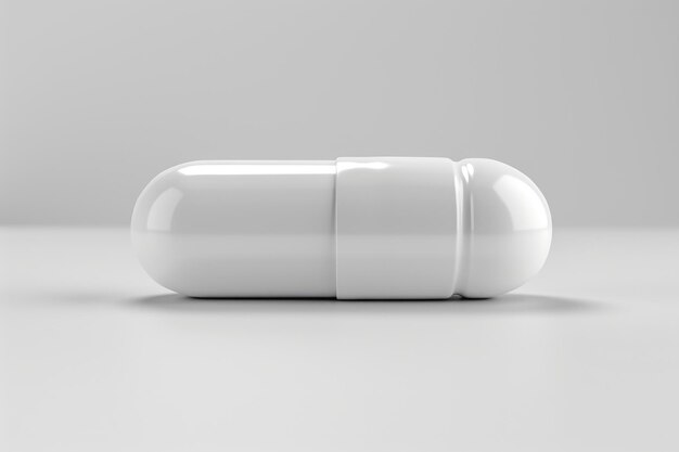 Фото Белая капсула таблетки, выделенная на белом фоне