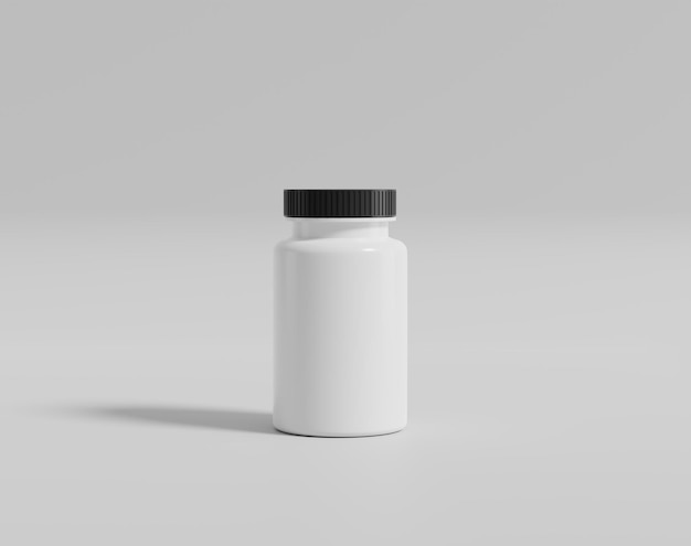 White pill case, round plastic container, 3d rendering, 3d illustration