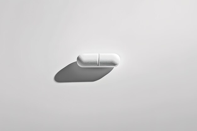 White pill with a shadow on a bright surface