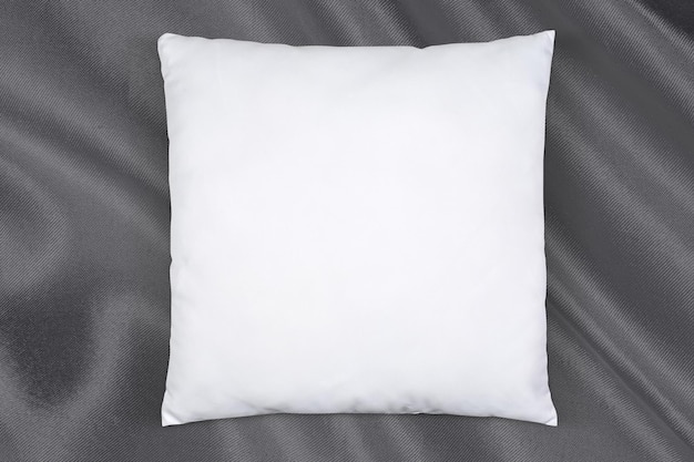 White Pillow Mockup on Handsome Gray Fabric