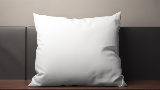 White Pillow Mockup On Wooden Desk Precise Hyperrealism