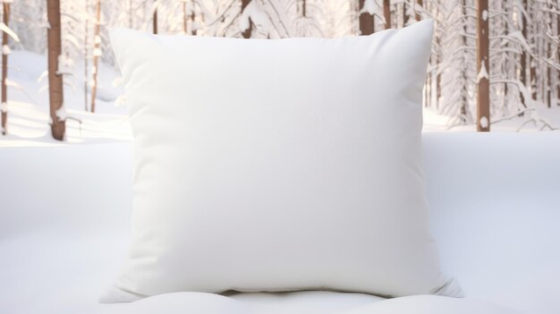Белые макетки подушек на снежном фоне