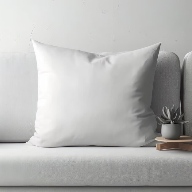 White pillow on sofa in living room 3d rendering mock up