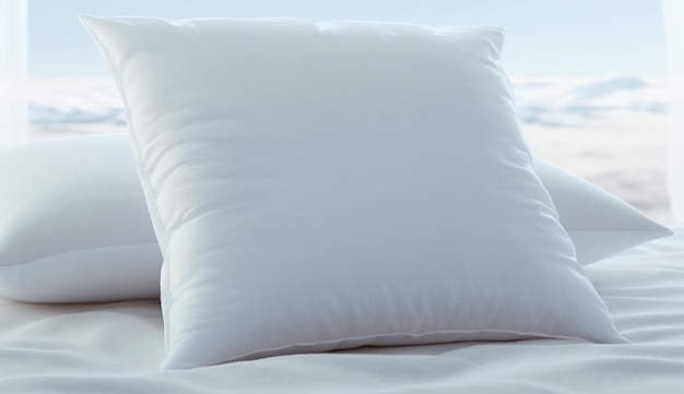 White pillow on the sofa mockup