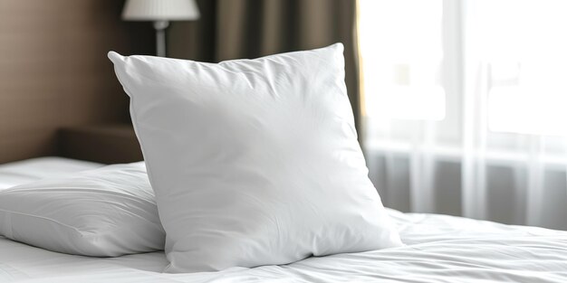 Photo a white pillow that is on a bed