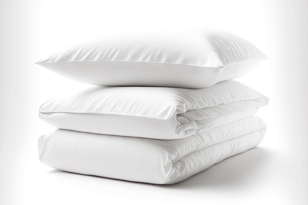 Белая подушка и белое постельное белье на кровати
