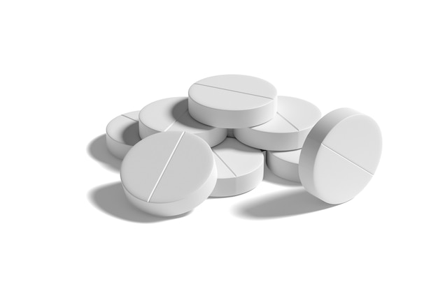 White pills isolated