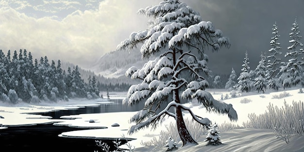 The white pine trees of winter