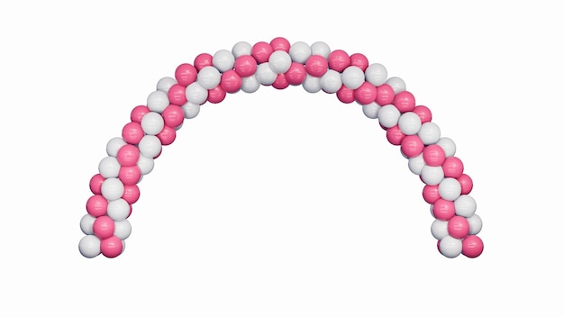 White and Pink Balloons in Shape of Arc Gate or Portal 3d illustration