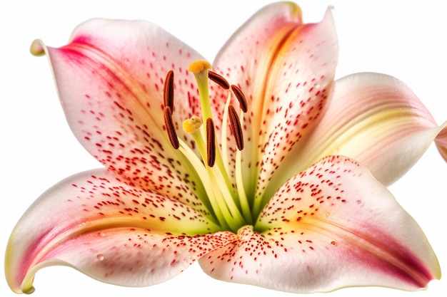 A white and pink lily with the word lily on it