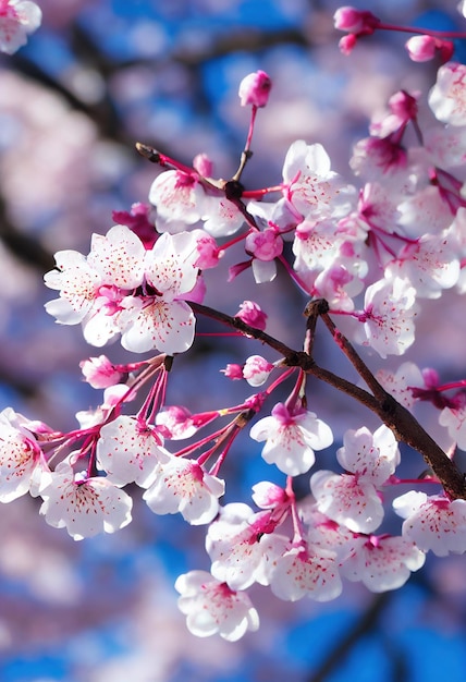 壁紙の花の青の背景に白ピンクのロマンチックな花