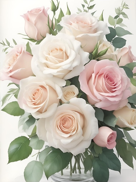 白とピンクのバラの絵の背景