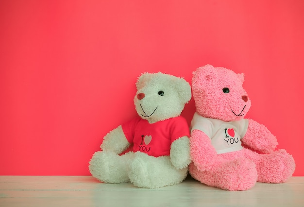 Photo white and pink teddy bear