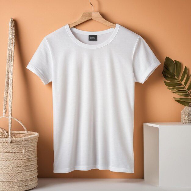 white plain tshirt elegantly stored tshirt mockup concept