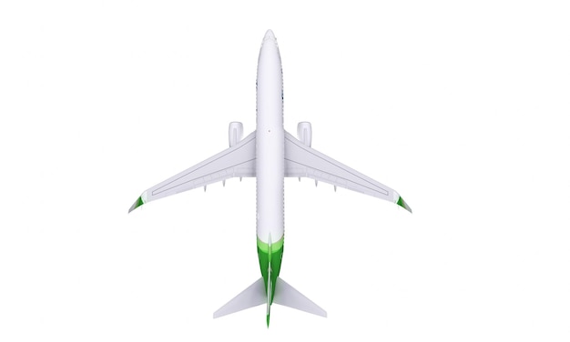 활주로 상단 보기 및 배경 최소한의 아이디어 개념 3D 렌더링에 흰색 비행기