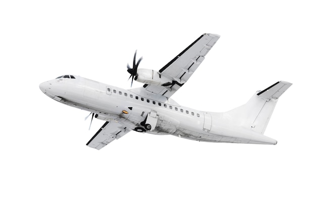 a white plane takinf off  /landing over white background