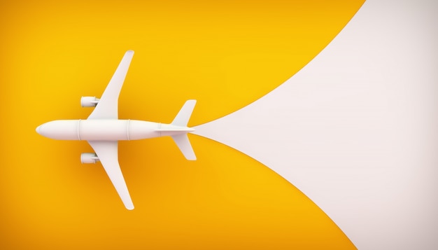 White plane on yellow background