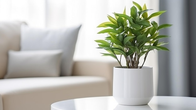 белое растение в небольшой вазе в гостиной
