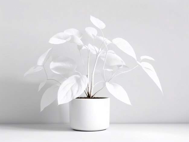 Photo a white plant with a plant in a white pot