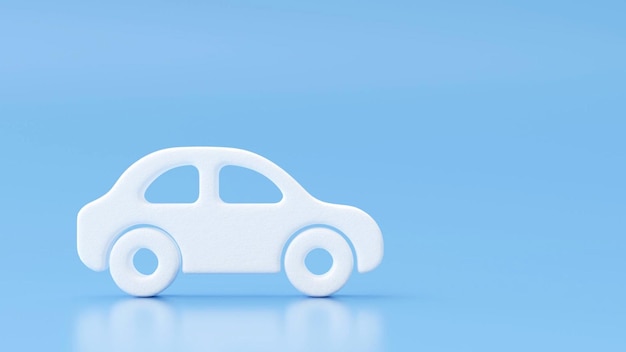 사진 파란색 배경에 흰색 석고 자동차 모양