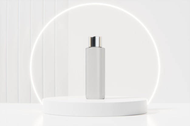 White plastic bottle of cosmetic product