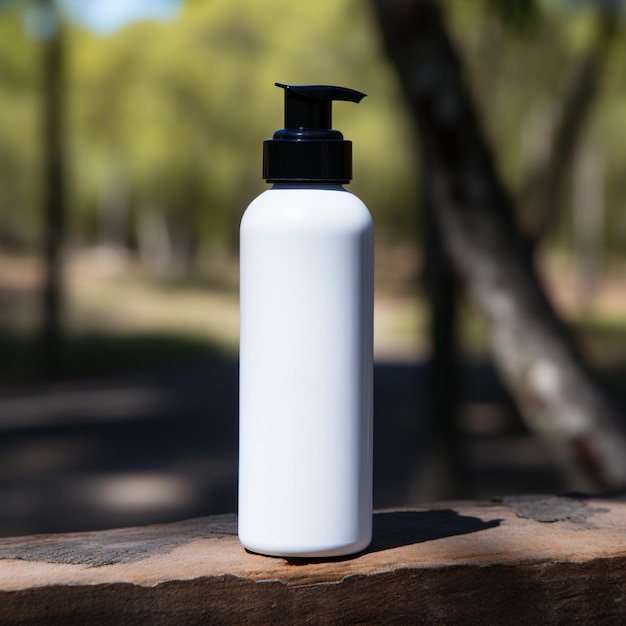 Photo white plastic bottle mockup for activated charcoal cream