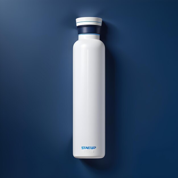 Photo white plastic bottle mockup on blue background