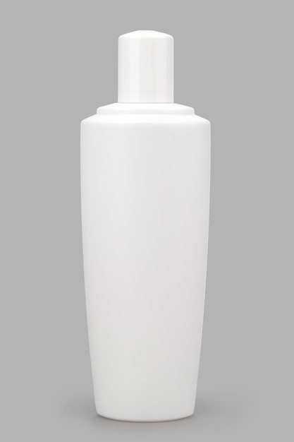 white plastic bottle for sanitizer isolate on a gray background