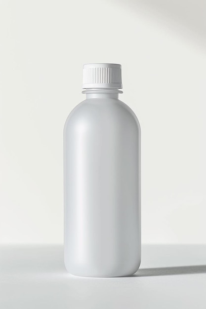 a white plastic bottle with a white cap