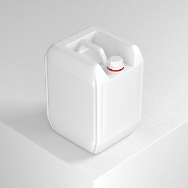 Photo white plastic canister jerry can, 3d rendering