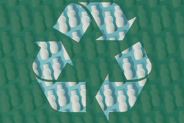 White plastic containers Recycling concept