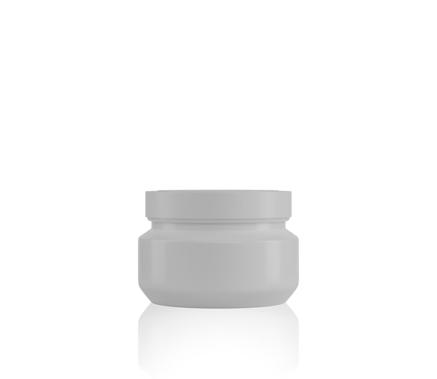 White plastic cosmetic jar for cream Blank white mockup cosmetic jar for cosmetic product