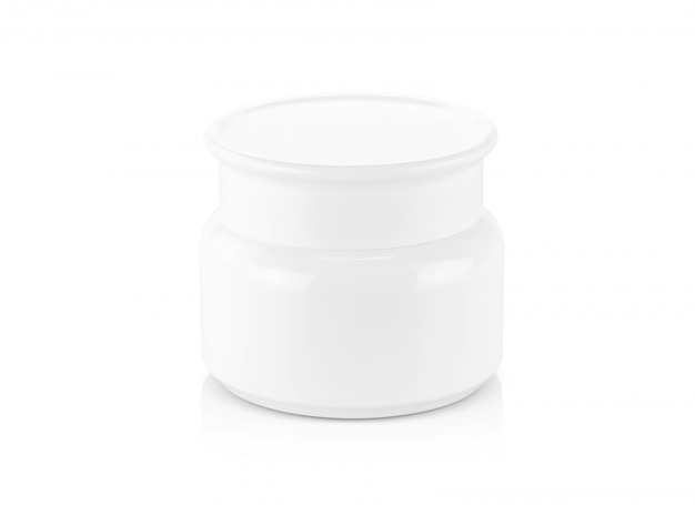 White plastic cream pot isolated