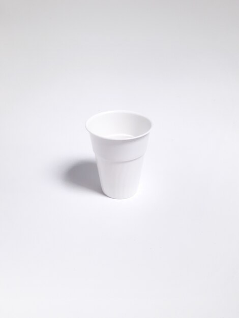 White Plastic Cup Isolated on White Background