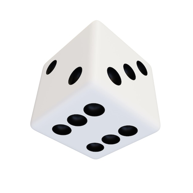 Белый пластиковый кубик Белый реалистичный игровой кубик