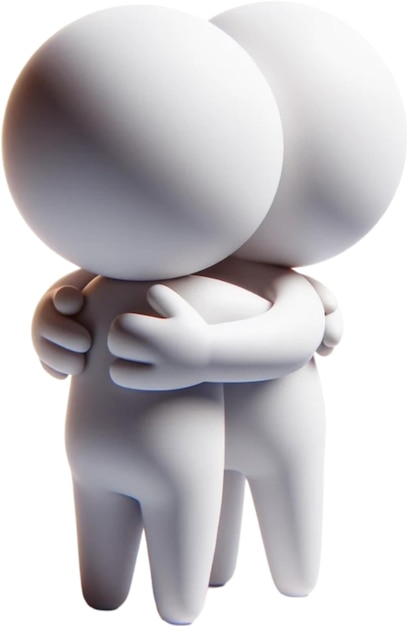 Photo a white plastic figure of a man hugging another man