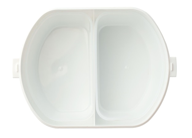 White plastic food container isolated on white background