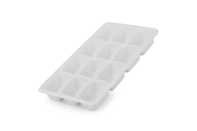 White plastic ice cube tray isolated on white