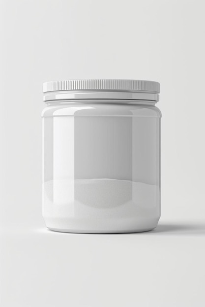 a white plastic jar with a white lid