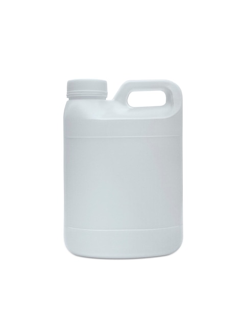 White plastic jerry can is isolated on a white background